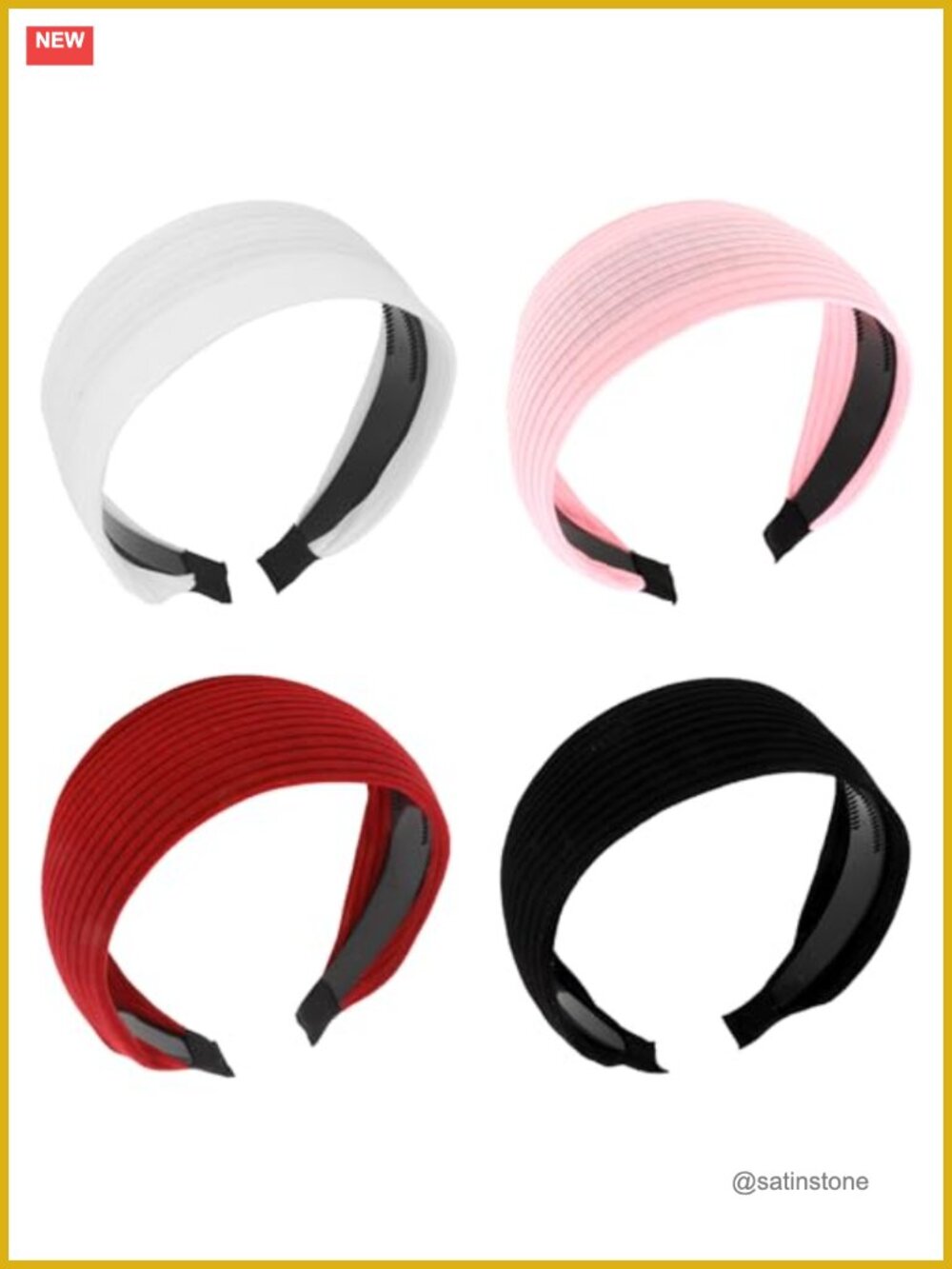 4pc Wide Ribbed Non Slip Headbands Hair Accessories for Women